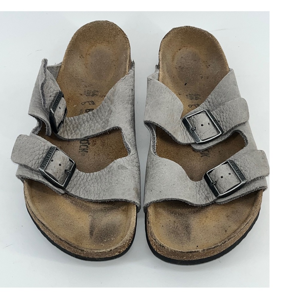 Birkenstock Gray Leather Two Strap Sandals Men's Size 11/11.5 EU 44 W 13/13.5